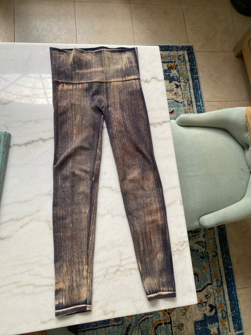 M. Rena Purple, Cream and Gold Stonewashed Jeggings/Leggings